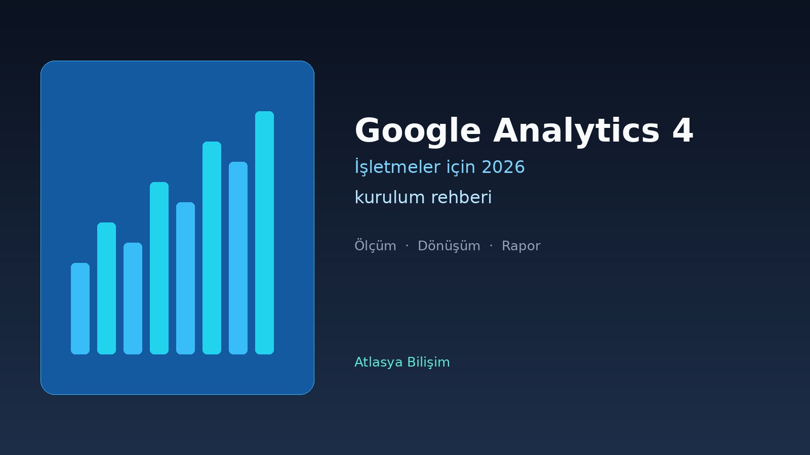 Google Analytics 4 kurulum rehberi kapak görseli, Atlasya Bilişim