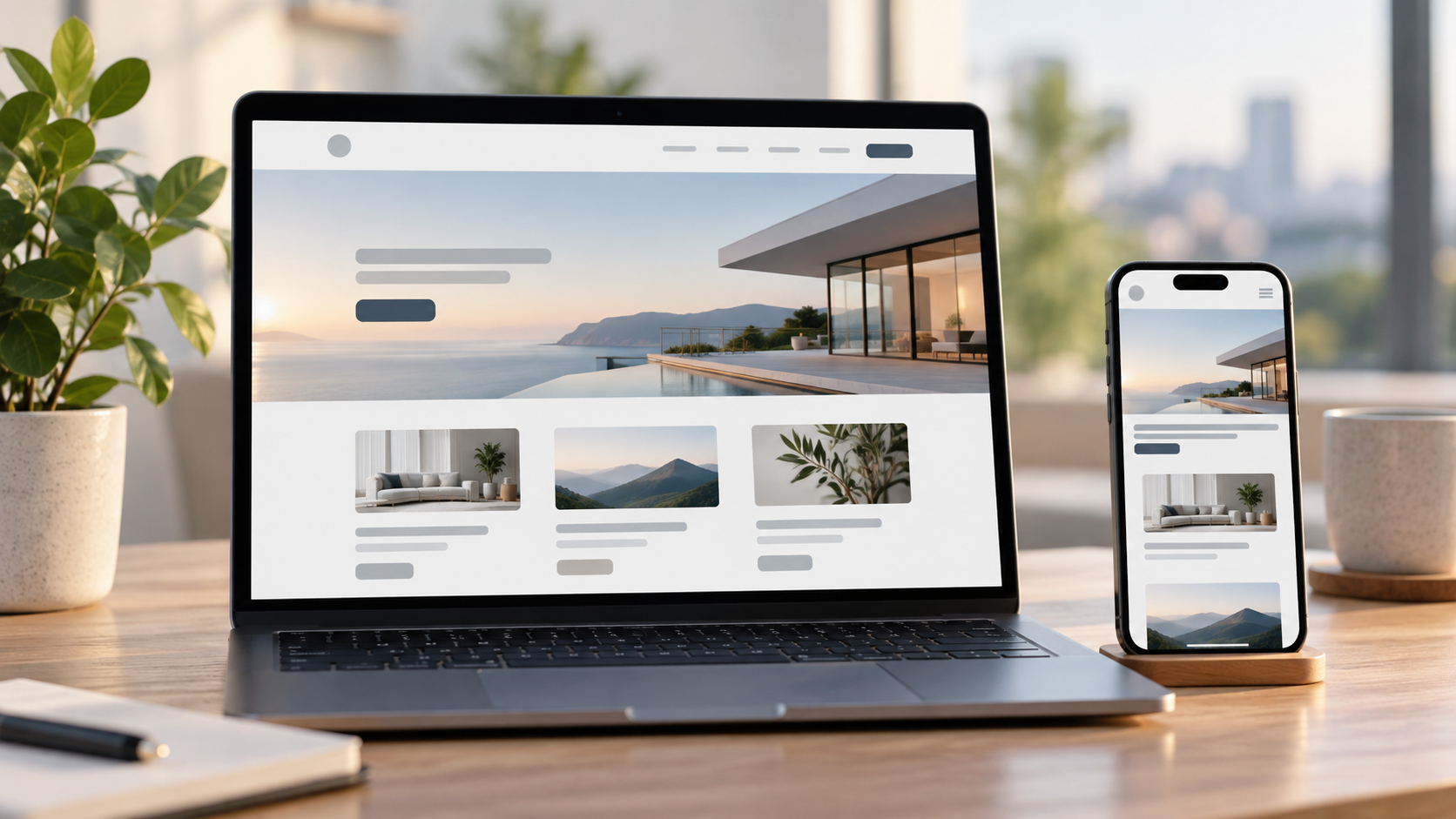 Bilgisayar tablet ve akıllı telefonda görüntülenen mobil uyumlu kurumsal web sitesi tasarımı